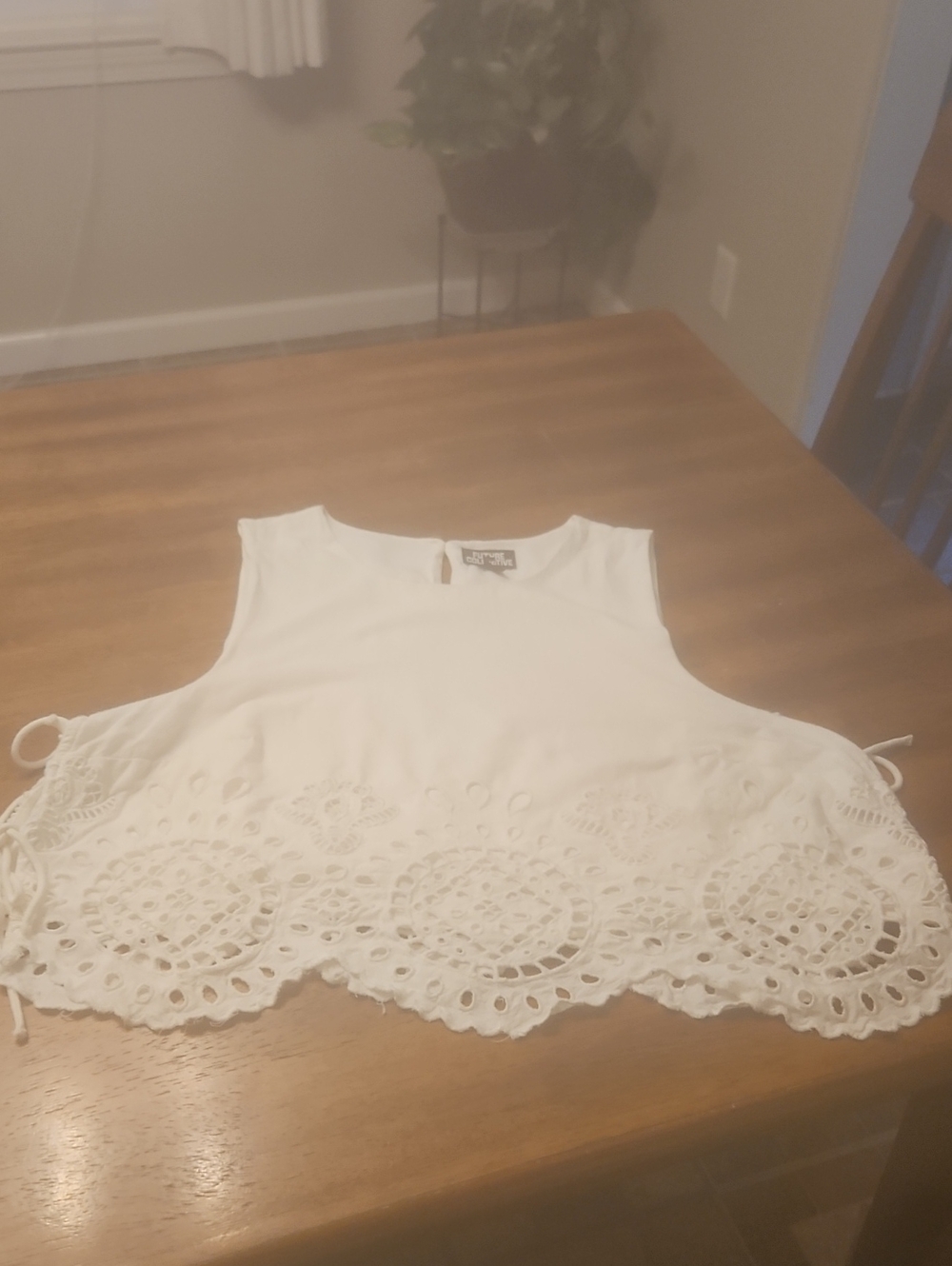 Crochet-Hem White Sleeveless Camisole - Future Collective  Never Worn